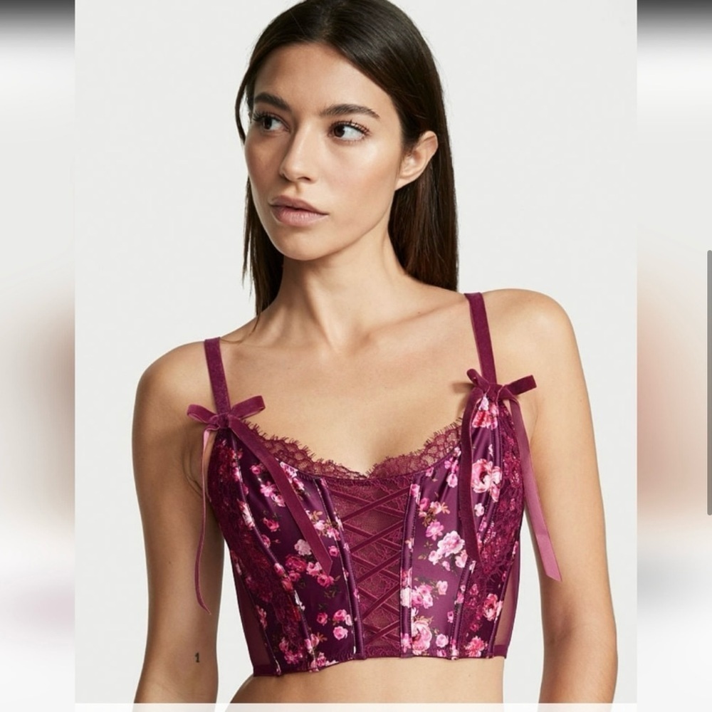 Victoria secret Floral Lace Corset Top - Pink
